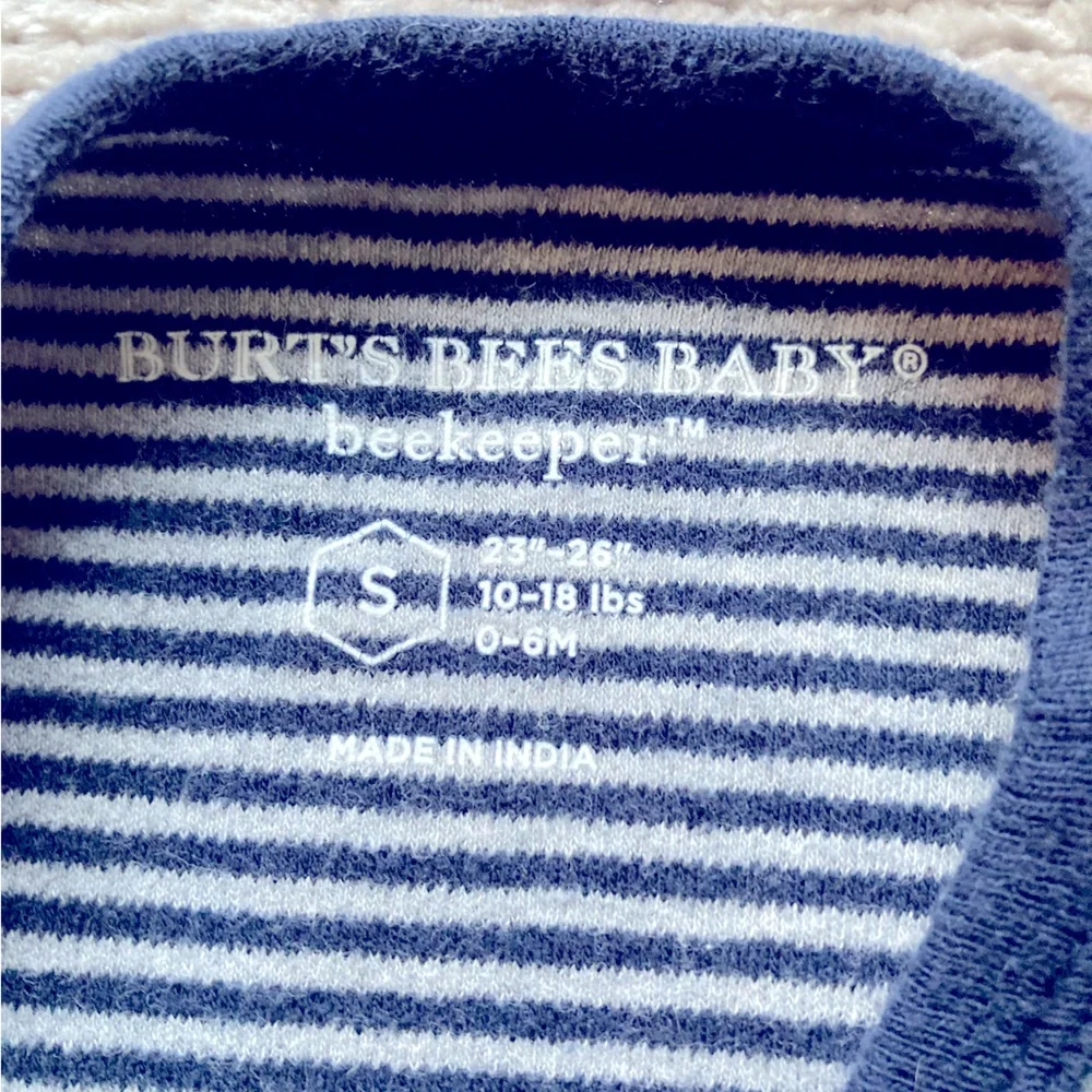 Burt’s Bees Beekeeper Striped Sleep Sack Organic‎ Cotton Small 0-6 months